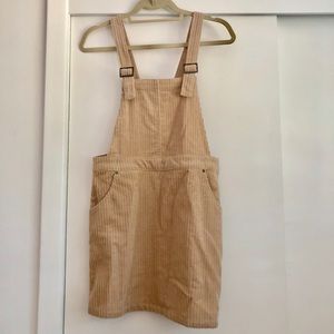 Tan corduroy overall dress